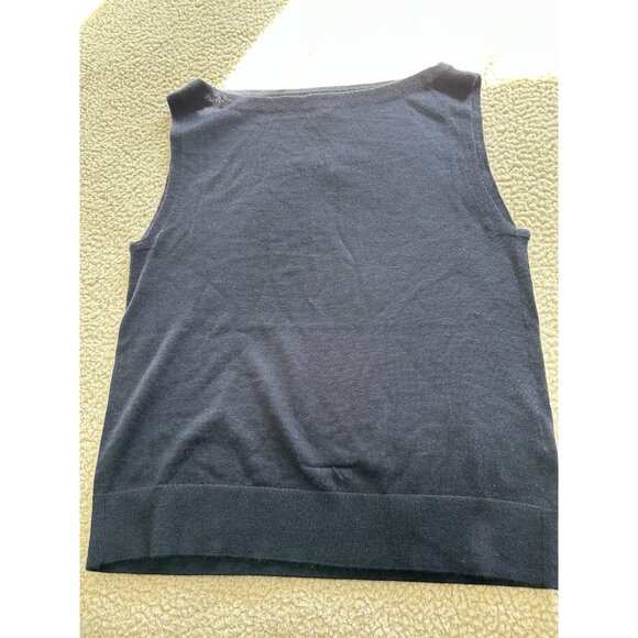 Madewell Merino Wool-Silk Blend Boat-Neck Sleeveless Knit Sweater Top Black Sz M - Picture 11 of 16